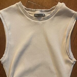 Zara Cream Ribbed Midi Dress